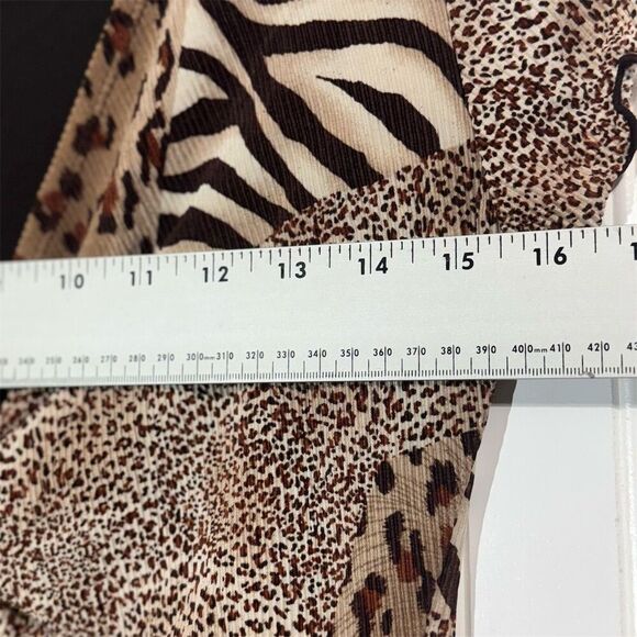 Y2K Animal Print Ruched Top S Cheetah Leopard Mixed Print Clubwear Dollcore VTG - Picture 2 of 7
